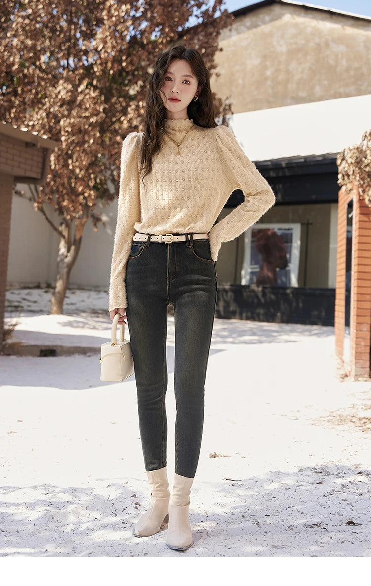 Mishow Lace Mock Neck Bottoming Shirt MXC58Z0481
