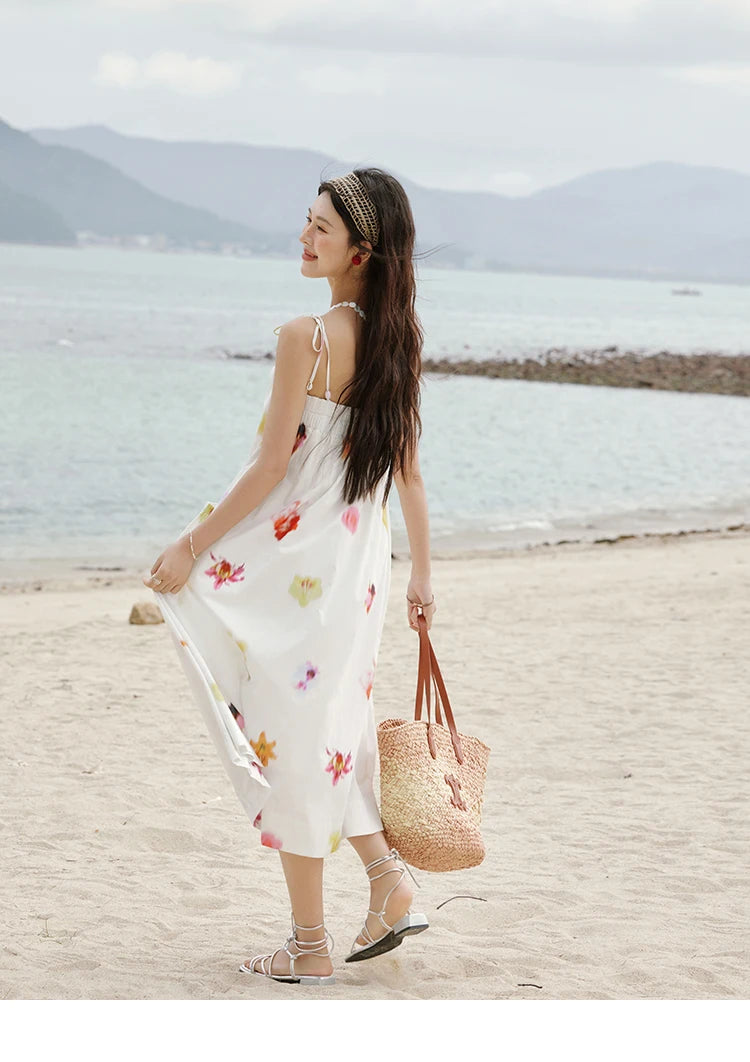 Mishow Korean Floral Shell Decoration Camisole Dress MXE32L2213