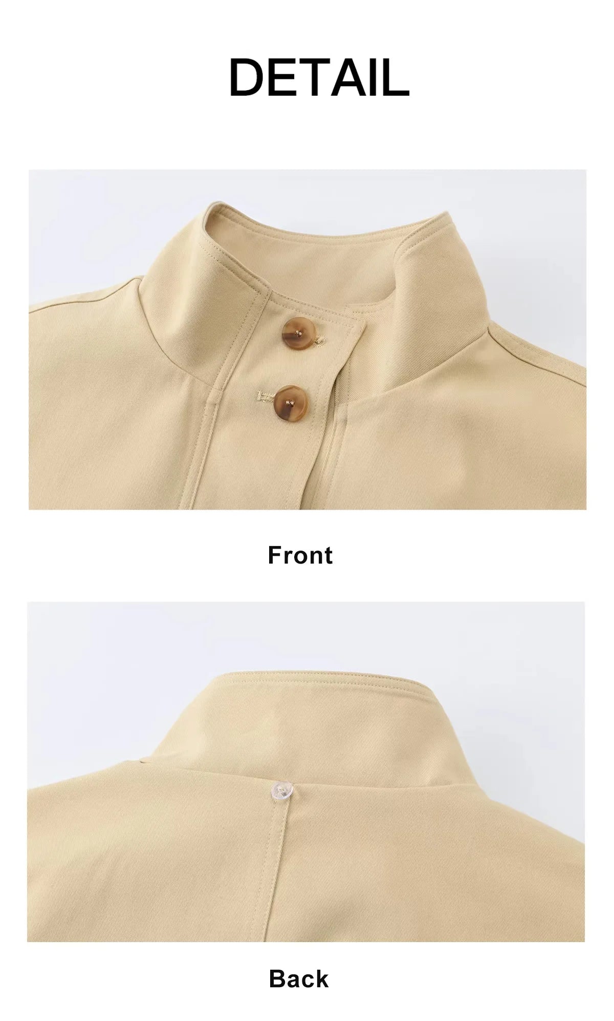 MISHOW Khaki Cropped Trench Coat Lapel Stand Collar MXF108W1003
