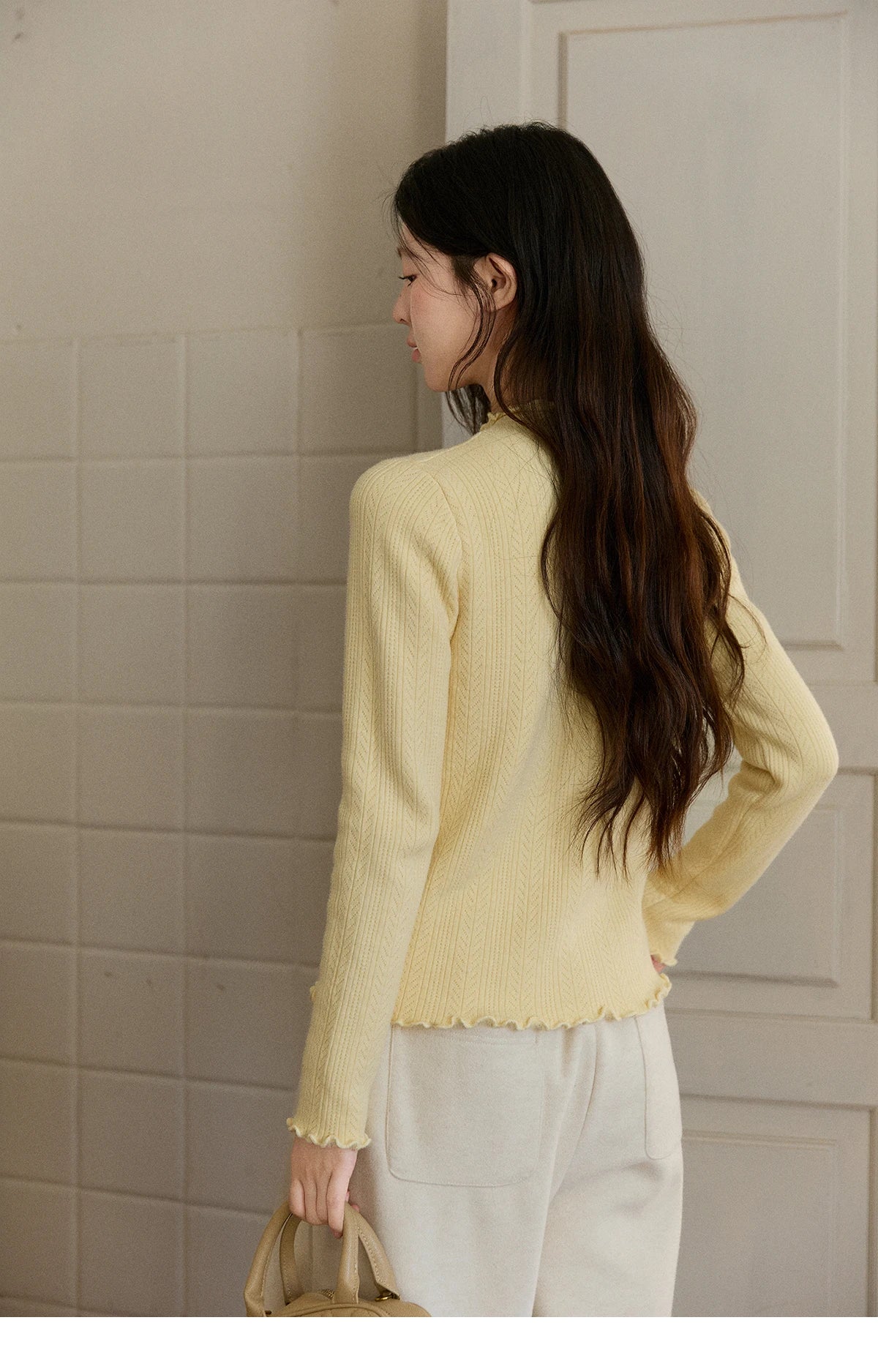 Mishow One Piece Velvet Mock Neck Knitted Top MXE88Z2597