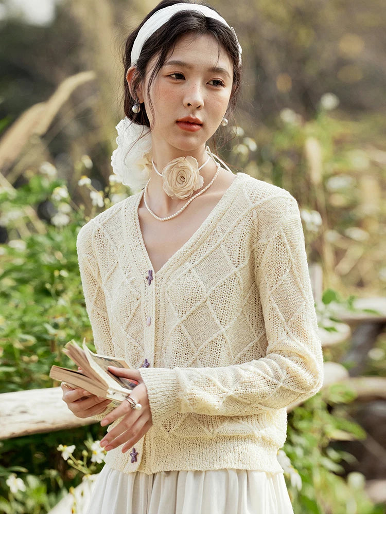 Mishow Square Pattern Starfish Buckle Lazy Cardigan MXE16Z1213