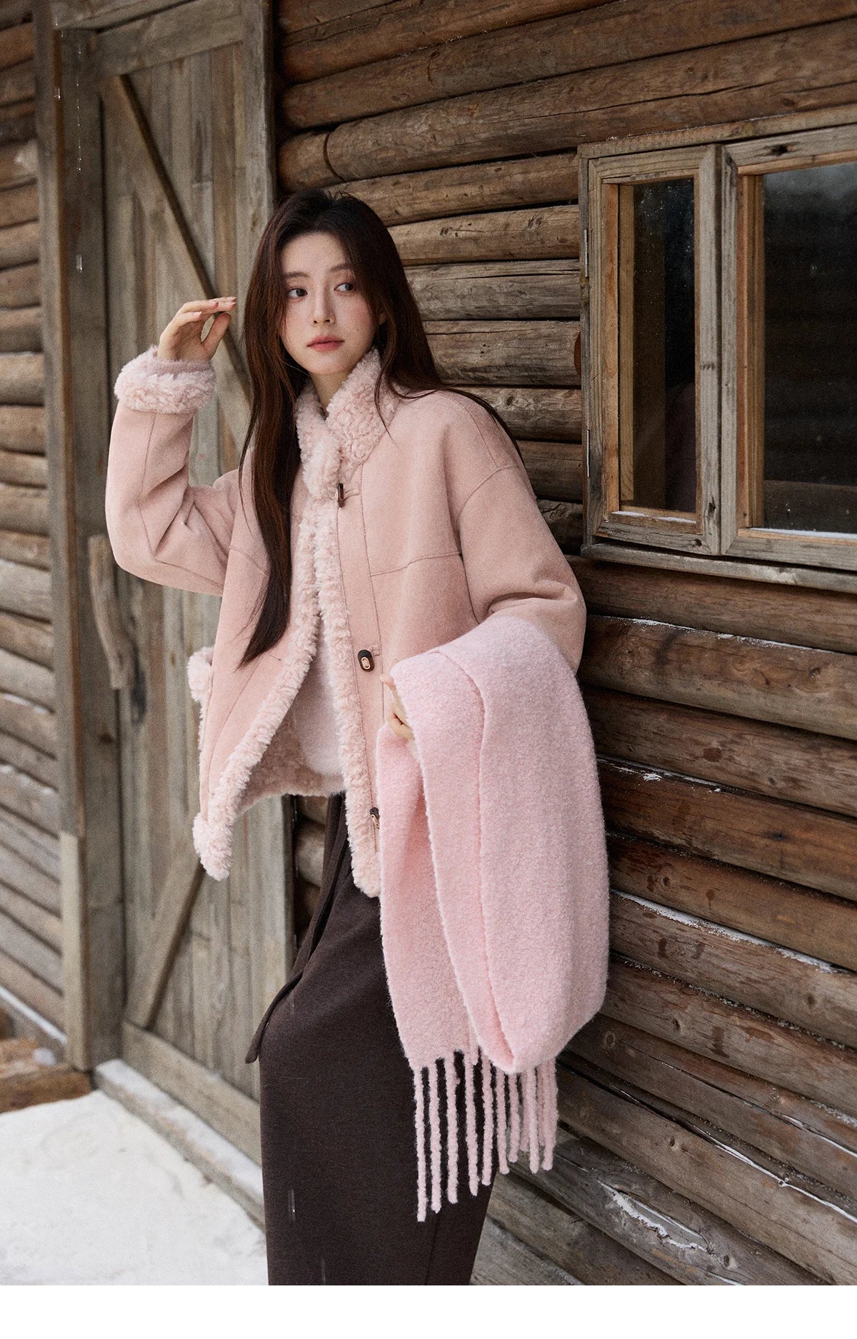 MISHOW Suede Composite Fur Jacket Stand-Up Collar Windproof MXE87W0941