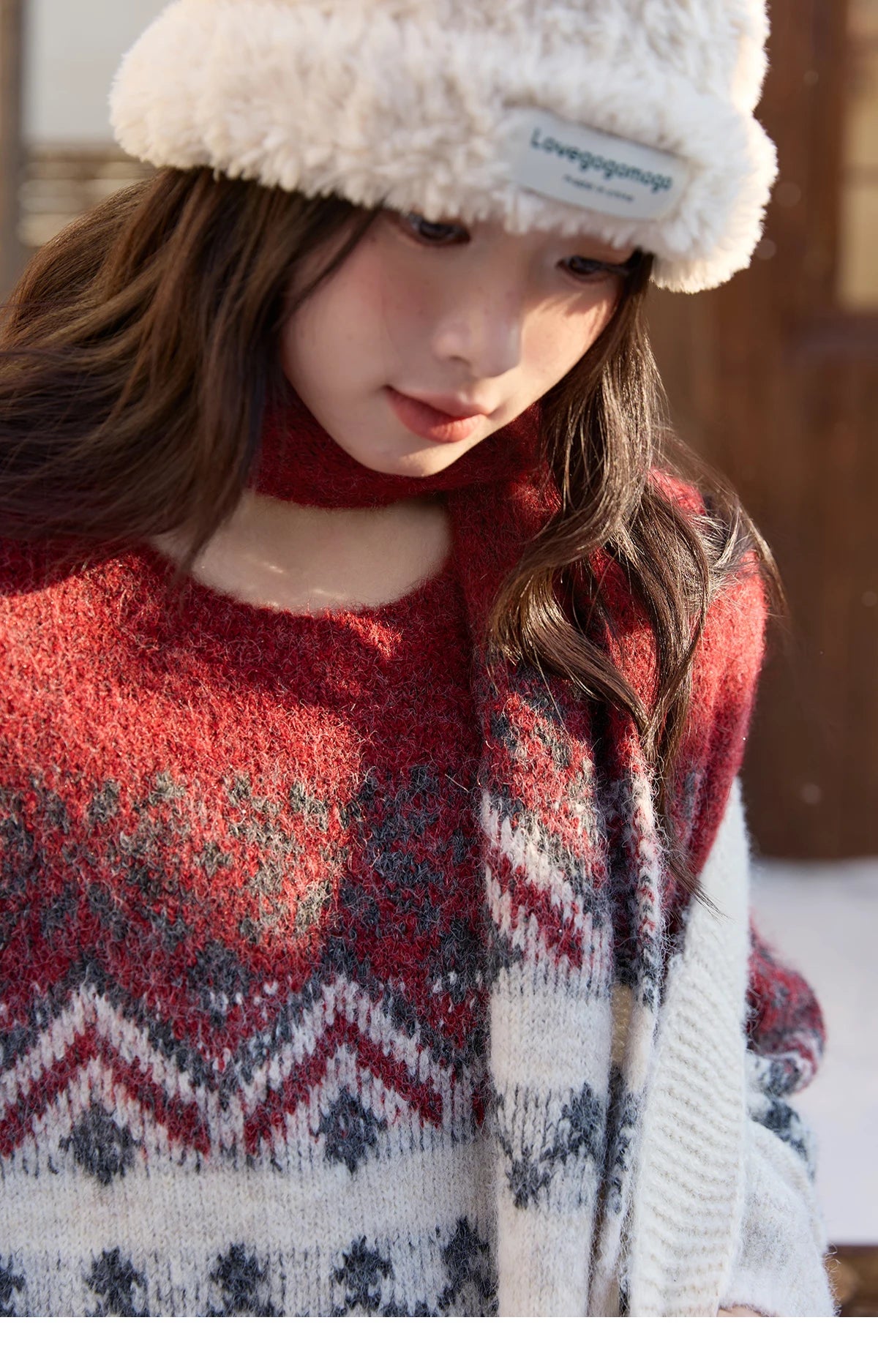 Mishow Christmas Fair Isle Sweater with Scarf MXE51Z2628