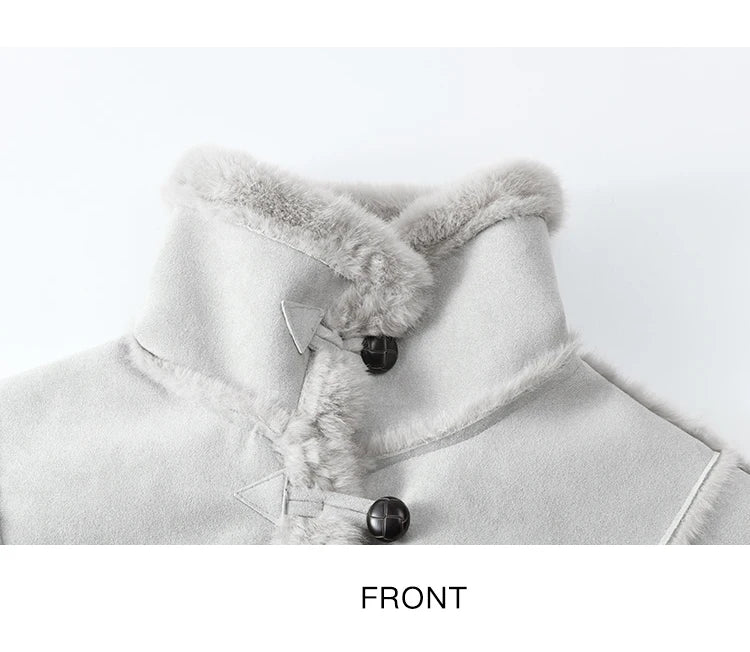 Mishow Suede Plush Fur Collar Jacket with Bag MXD57W0737