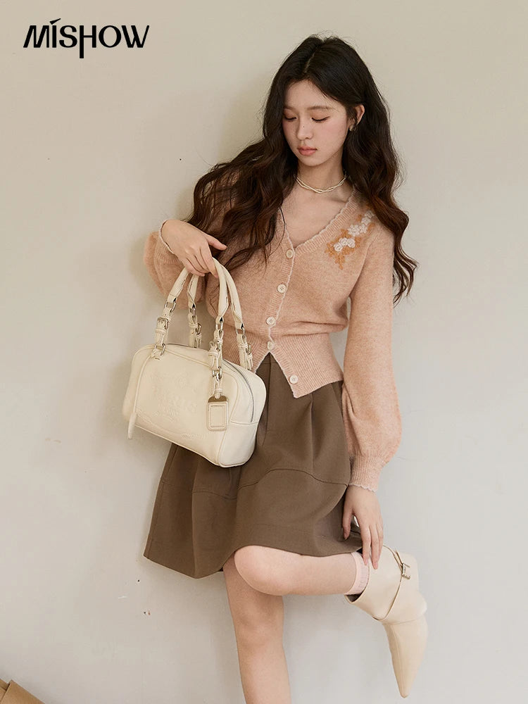 Mishow Floral Embroidery V-Neck Slim Cardigan MXF11Z2917
