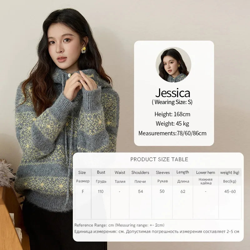 Mishow Fair Isle Removable Hood Sweater MXE94Z2979