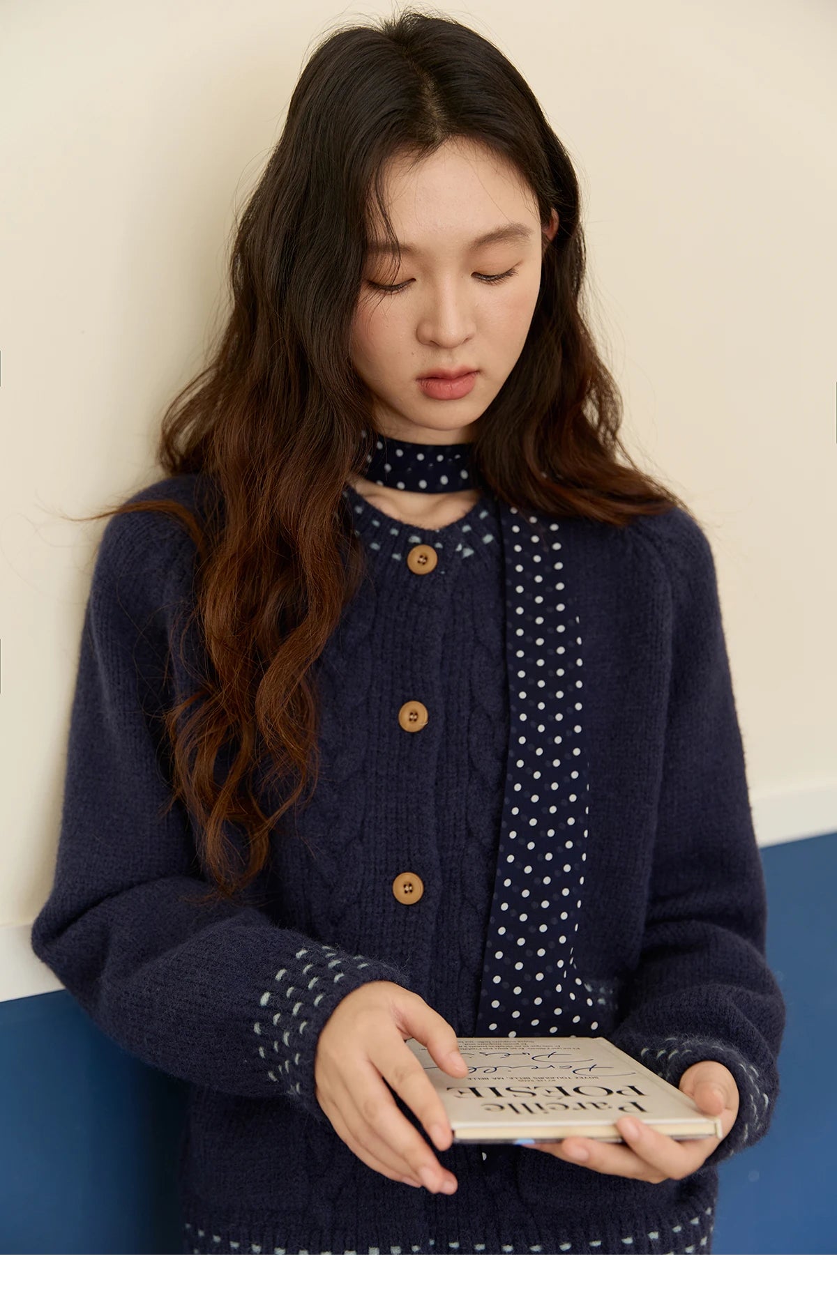 Mishow Yellow Cable Knit Hand-Drawstring Cardigan MXE47Z2566