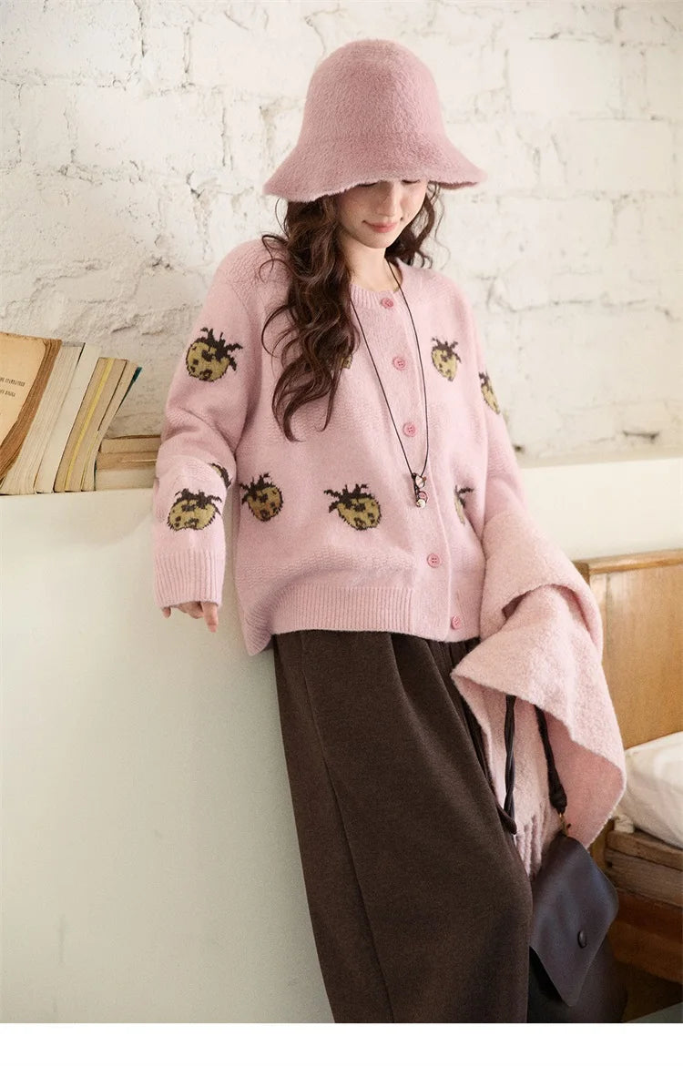 Mishow Funny Pineapple Jacquard Round Neck Cardigan MXE87Z2752