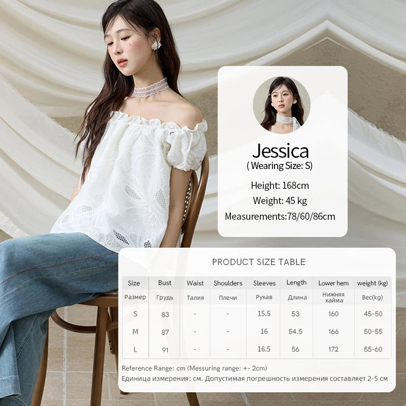 MISHOW Slash Neck Lace Blouse Short Sleeve Solid MXE35X1775