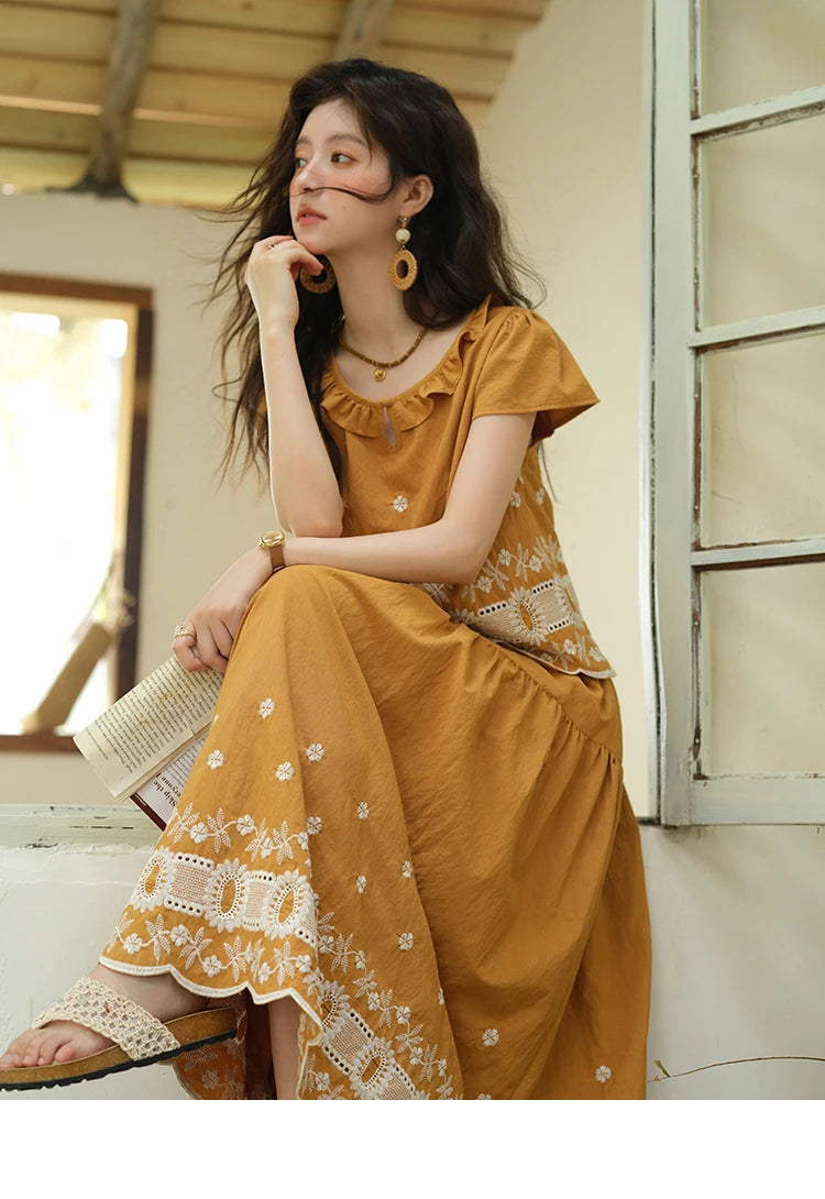 Mishow French Lace Embroidery Blouse & A-Line Skirt Set MXE39T0645