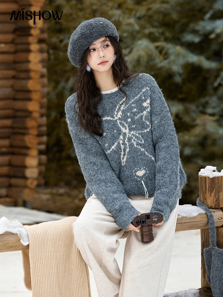 Mishow Butterfly Color Clash Wool Pullover MXD57Z1016