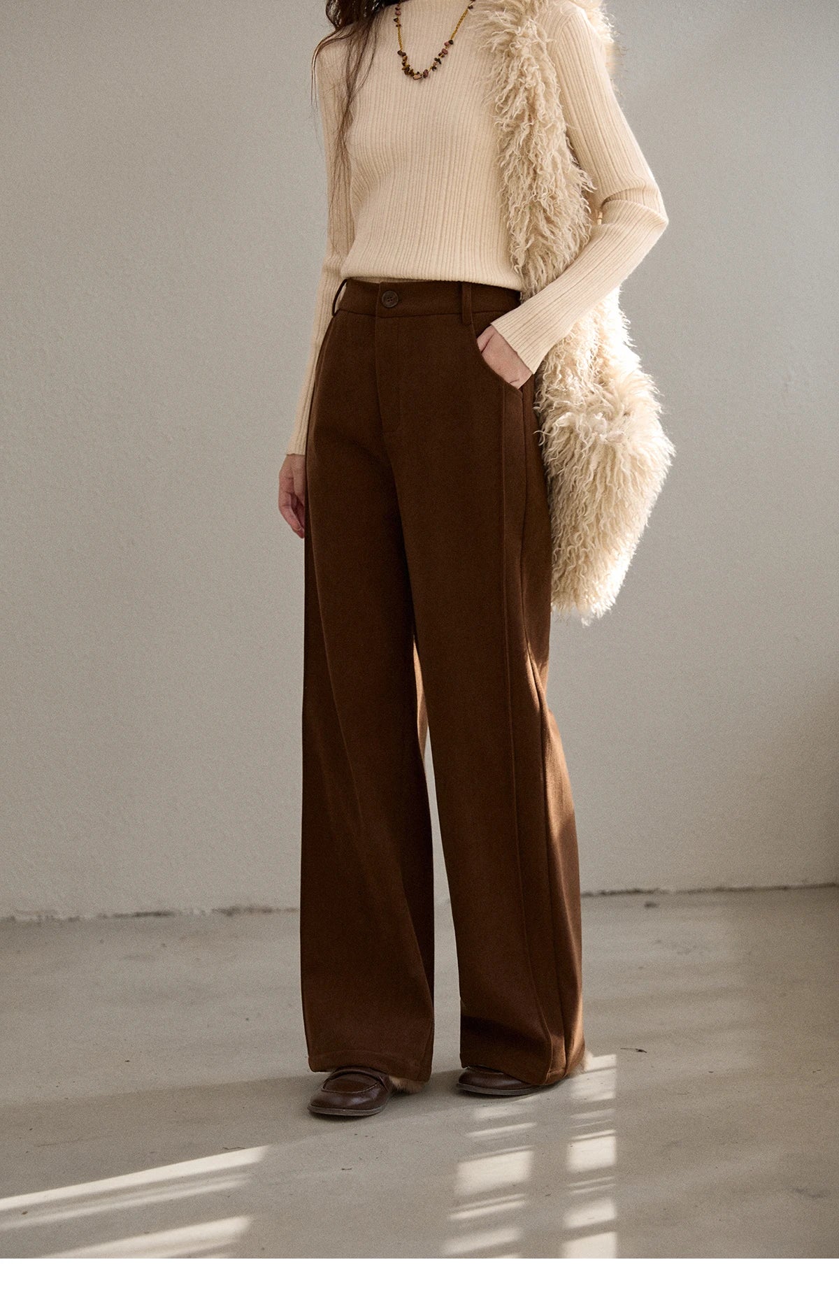 MISHOW Corduroy Straight Leg Pants Silver Fox Velvet Warm MXE91K1125