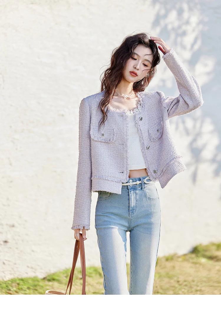 MISHOW Tassel Fragrant Coat Rose Buckle Weave Square Collar MXE13W0733