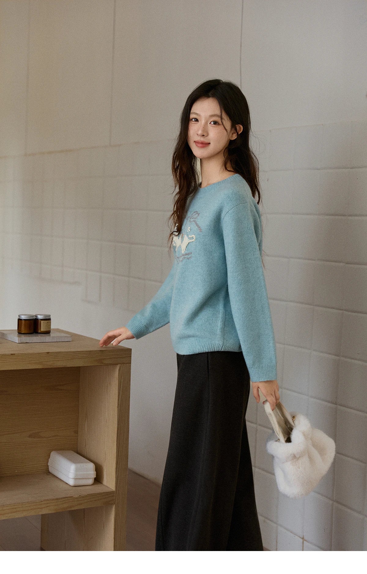 Mishow Handmade Embroidered Pony Jacquard Pullover MXE92Z2848