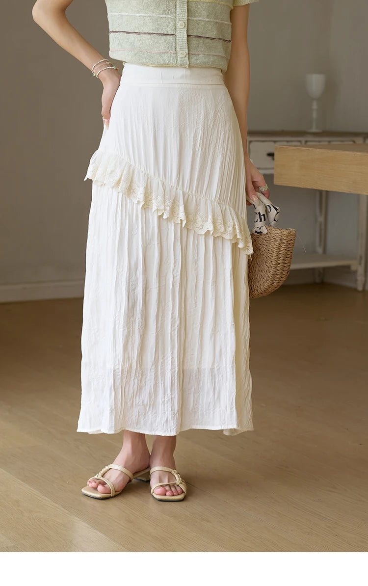 MISHOW Lace Edge Skirt Ruffle High Waist A-Line Cake MXD30B0385