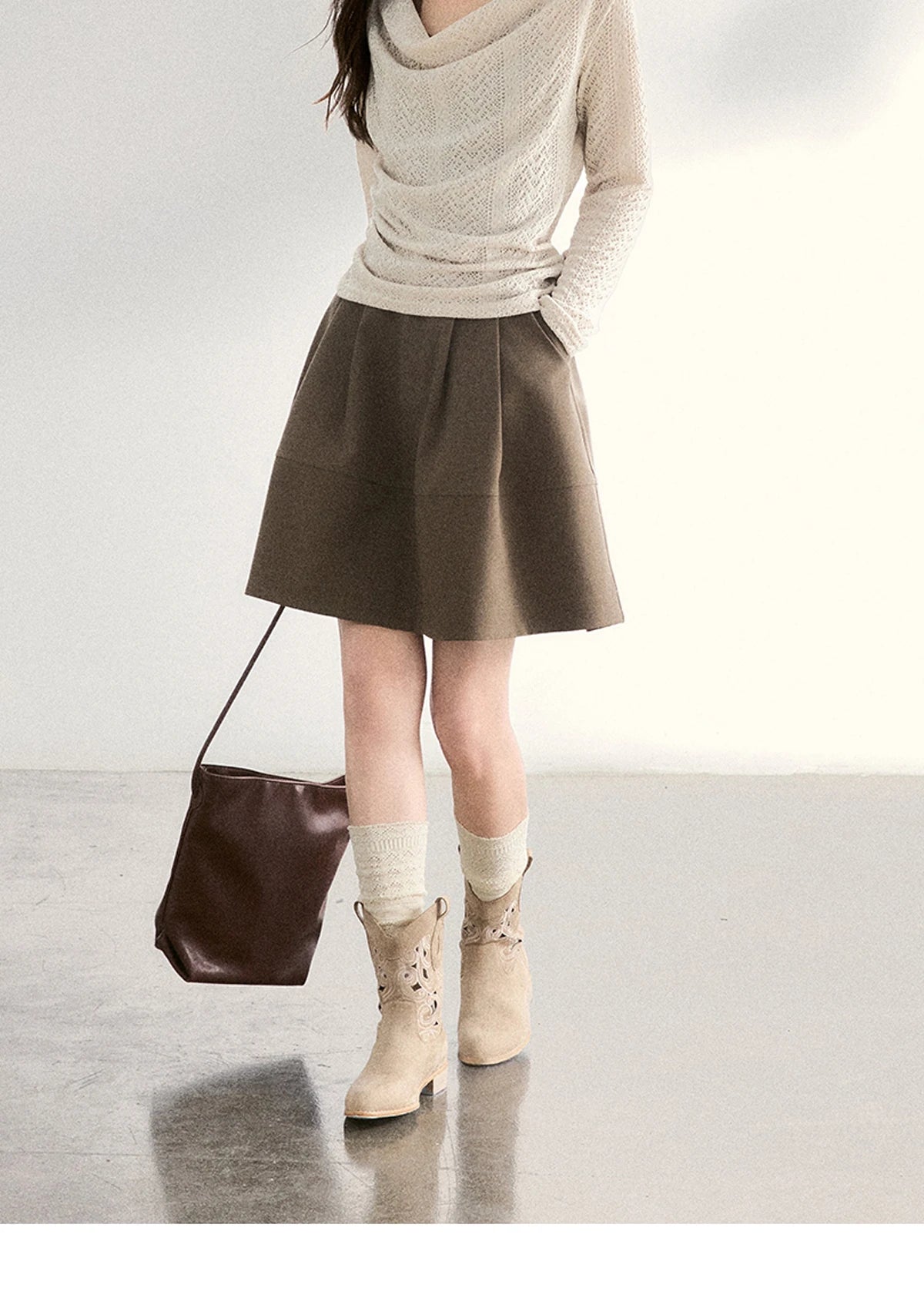 Mishow A-Line Flower Bud Pleated Skirt MXF108B0767