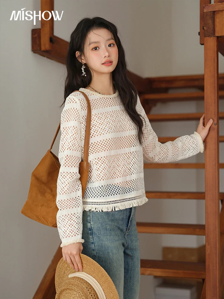 MISHOW Bohemian Lace Hollow Top Hem Tassel Knit MXE41X2466
