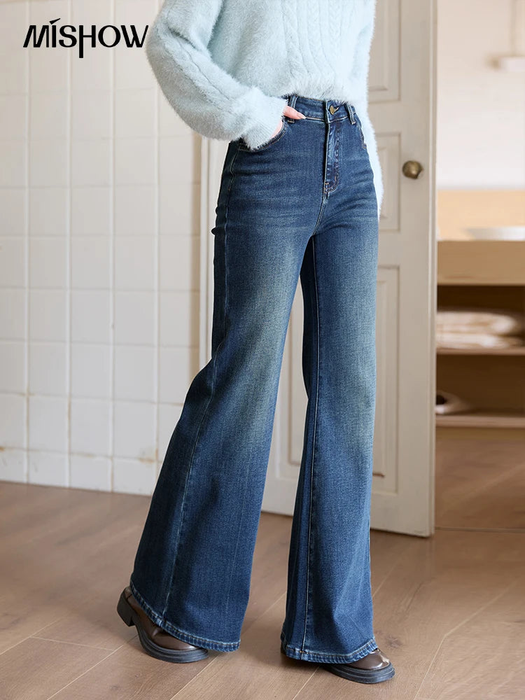 Mishow Denim Blue Flared High Waist Jeans MXE51K1092