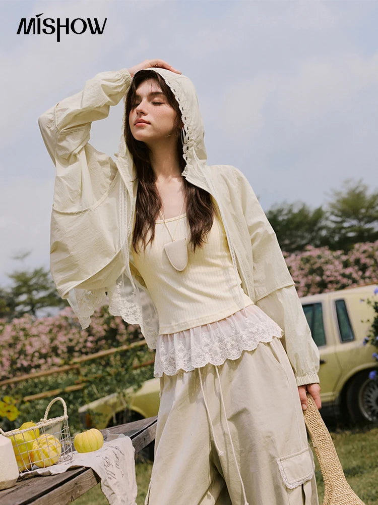 Mishow Hooded Lace Sunscreen Cardigan MXE33W0780
