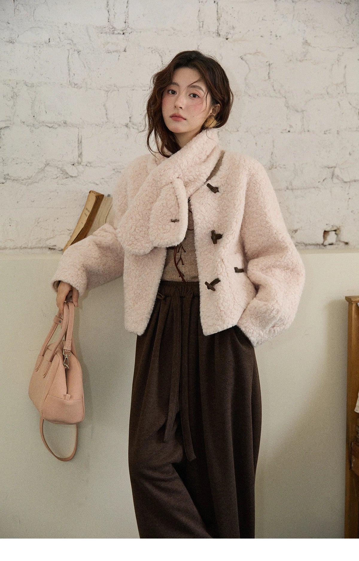 MISHOW French Style Round Neck Jacket Toggle Button Loose MXE87W0988