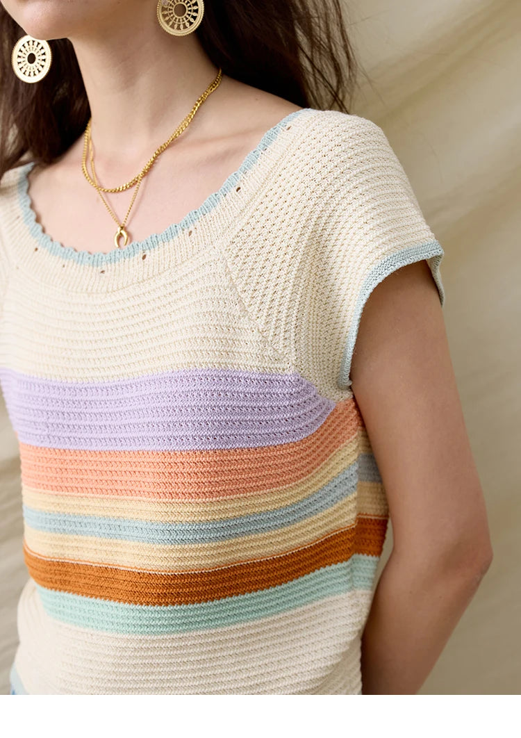 Mishow Striped Round Neck Slim Knit Pullover MXE31Z1222