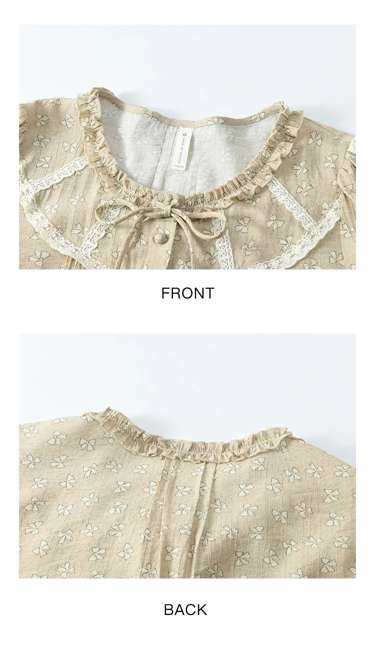 MISHOW Floral Round Neck Shirt Ruffled Collar Petal Sleeve MXE14X1729