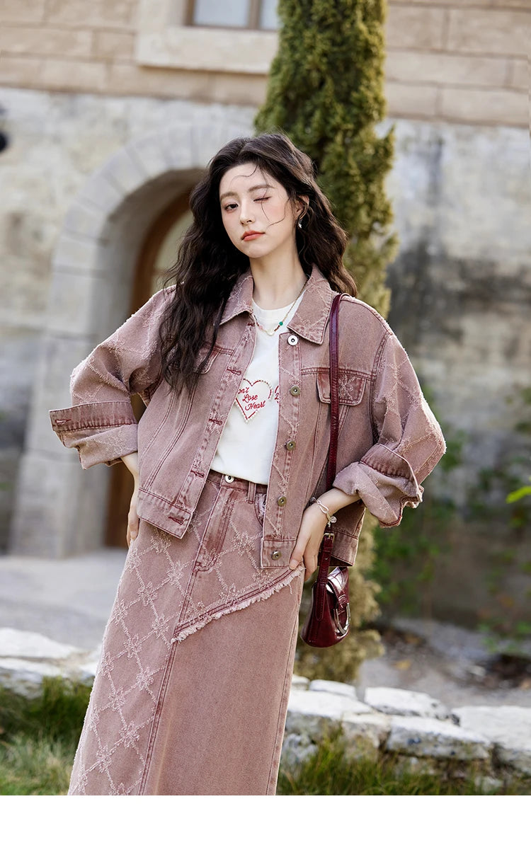 Mishow Apricot Heart Print Positive Shoulder Tee MXE11T0491