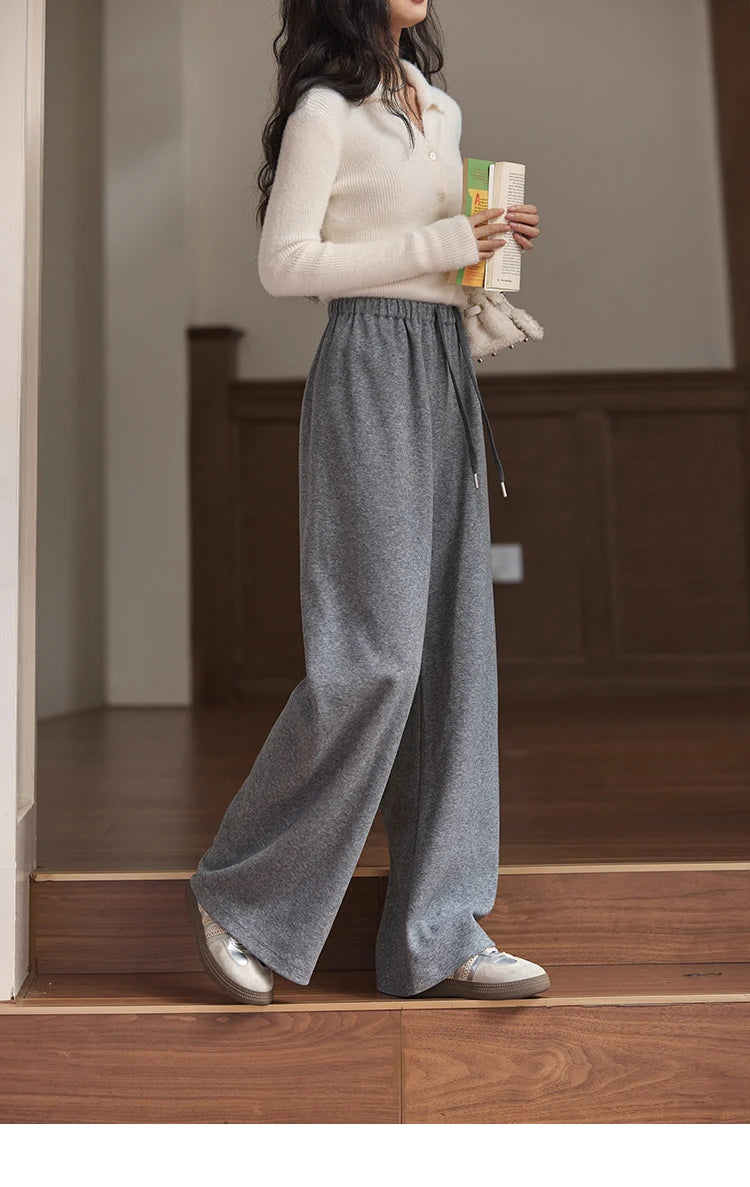 MISHOW High-Waist Wide Leg Pants Drawstring Thin MXD34K0824