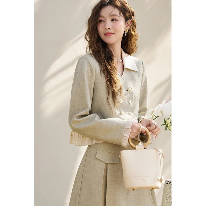 Mishow Crop Jacket & Pleated A-Line Mini Skirt Set MXD11W0293