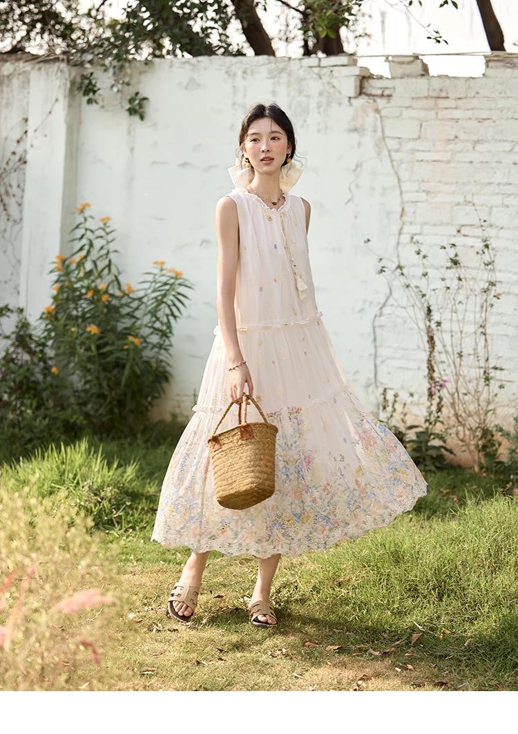 Mishow Mushroom Edge O-Neck Lace Up Tassel Dress MXE36L2253