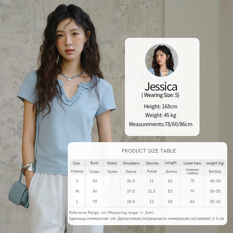 Mishow Lace V-Neck Short Sleeve Tee MXE35T0562