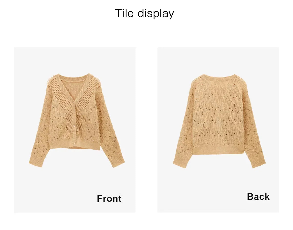 Mishow Hollow-out V-Neck Bobble Knit Cardigan MXF108Z1020