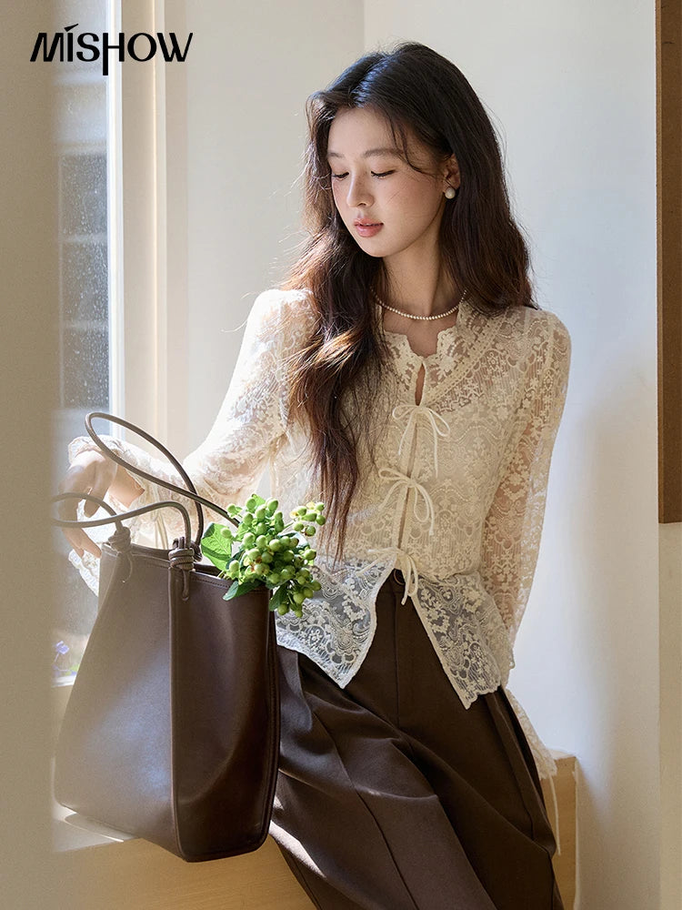 Mishow Sweet Lace Top & Camisole Two-Piece Set MXF108X1001
