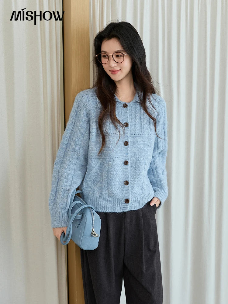 Mishow Simple Turn-Down Collar Knit Cardigan MXE48Z2611