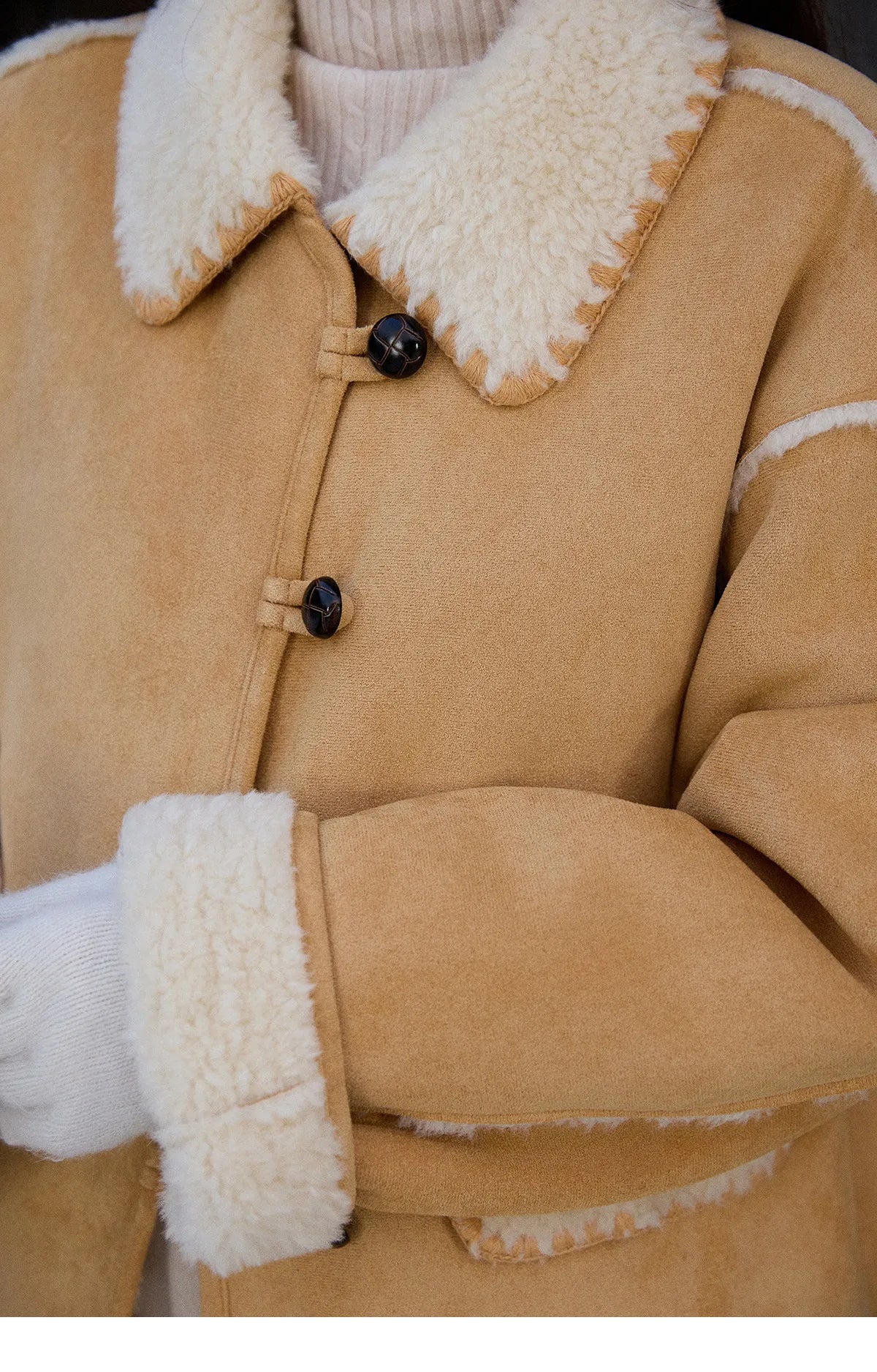 MISHOW Yellow Fur Suede Jacket Lapel Loose Warm MXE92W1016