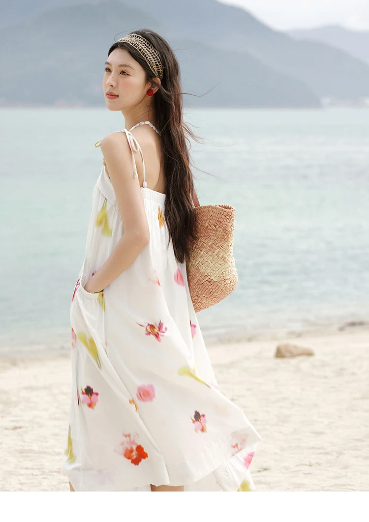 Mishow Korean Floral Shell Decoration Camisole Dress MXE32L2213