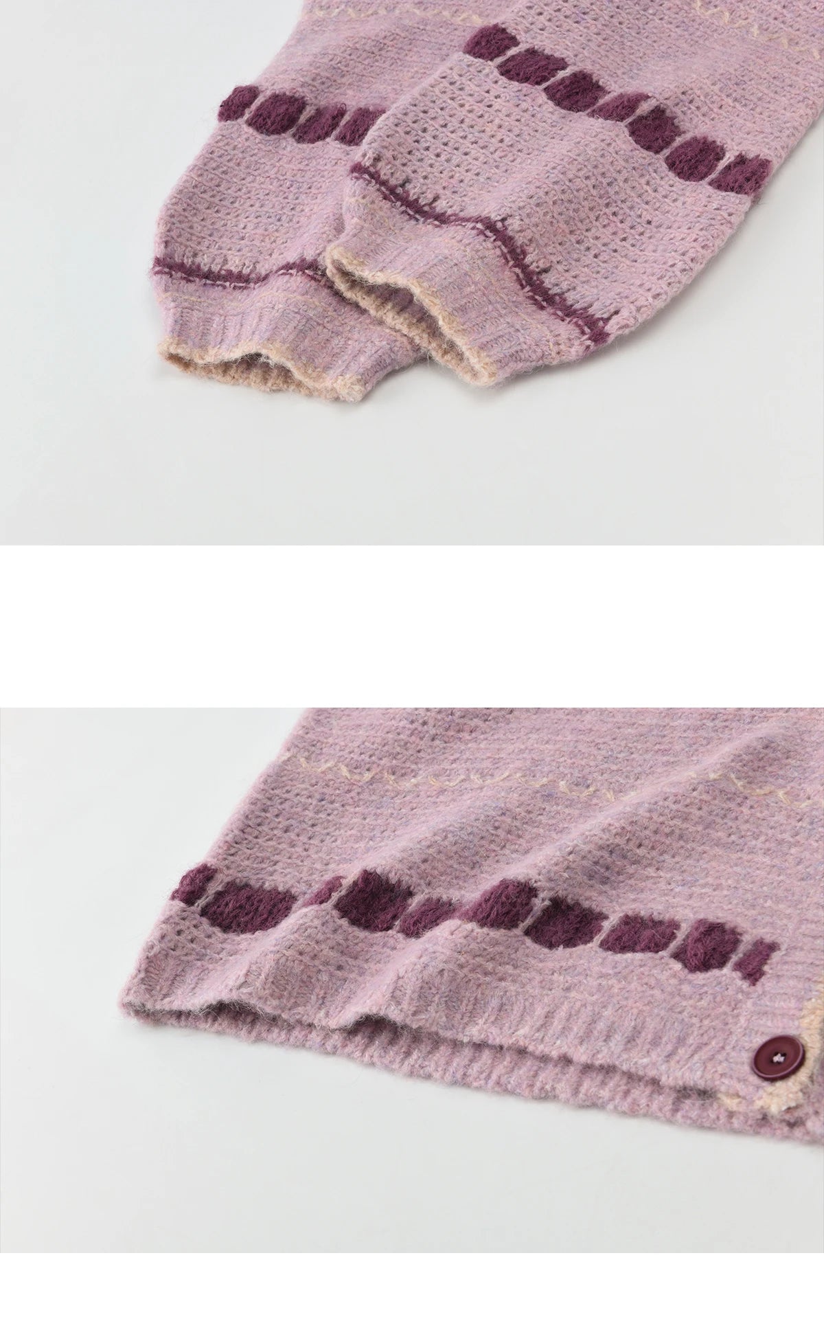 Mishow Lilac Striped Dot Crew Neck Cardigan MXF11Z2897