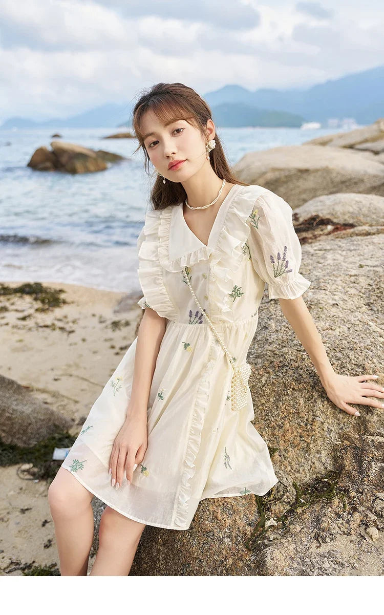 Mishow Fairycore Floral Flare Sleeve Ruffled Dress MXC38L1518