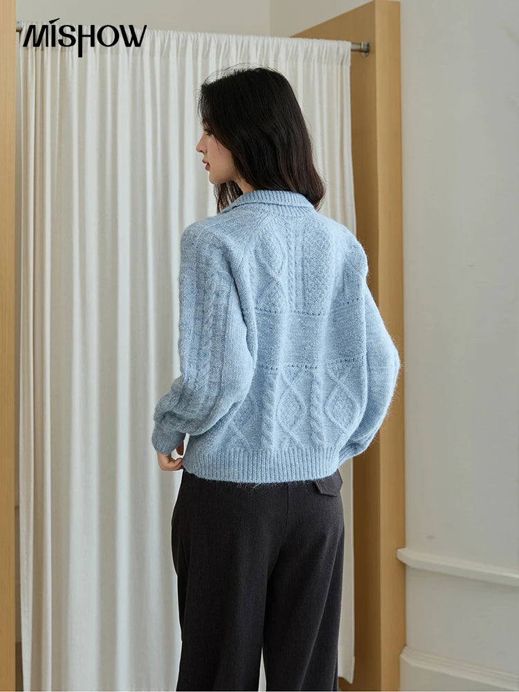Mishow Simple Turn-Down Collar Knit Cardigan MXE48Z2611