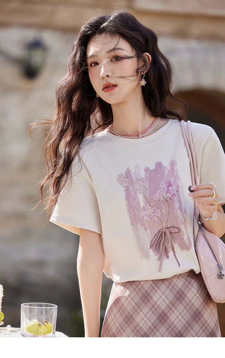Mishow Iris Spray Print Cool Cotton Tee MXE13T0453