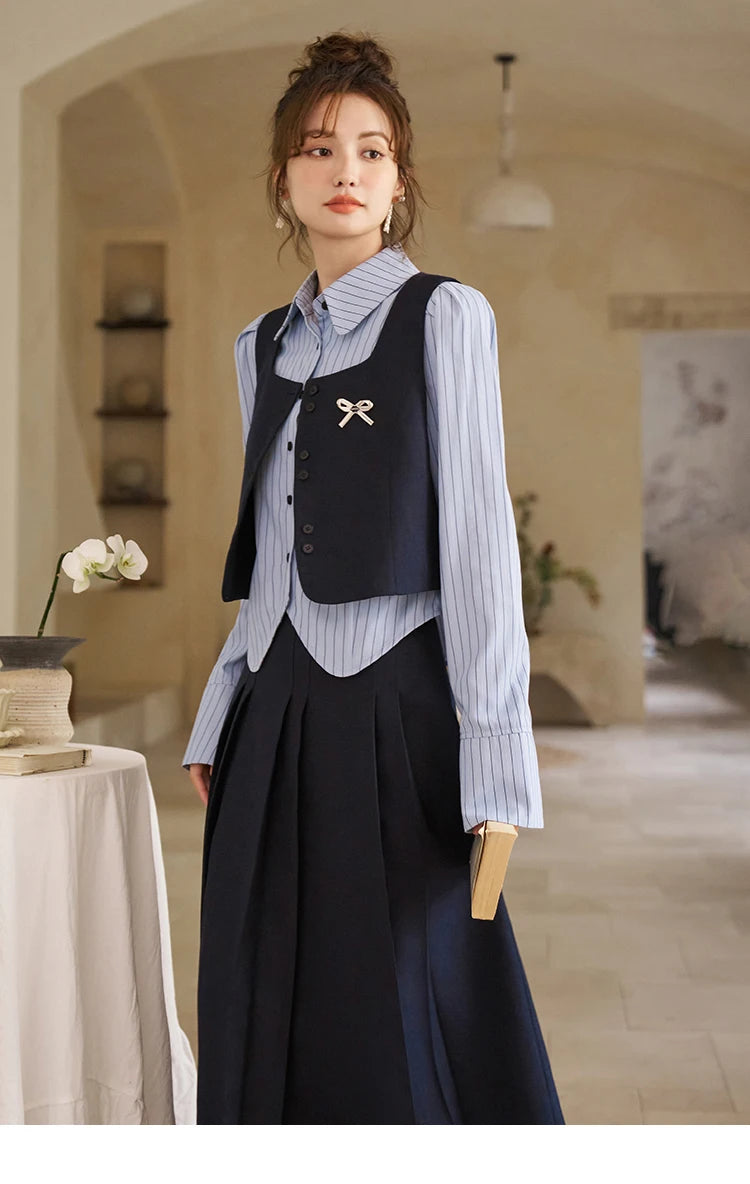 Mishow French Bow Square Neck Vest Coat MXD12W0294
