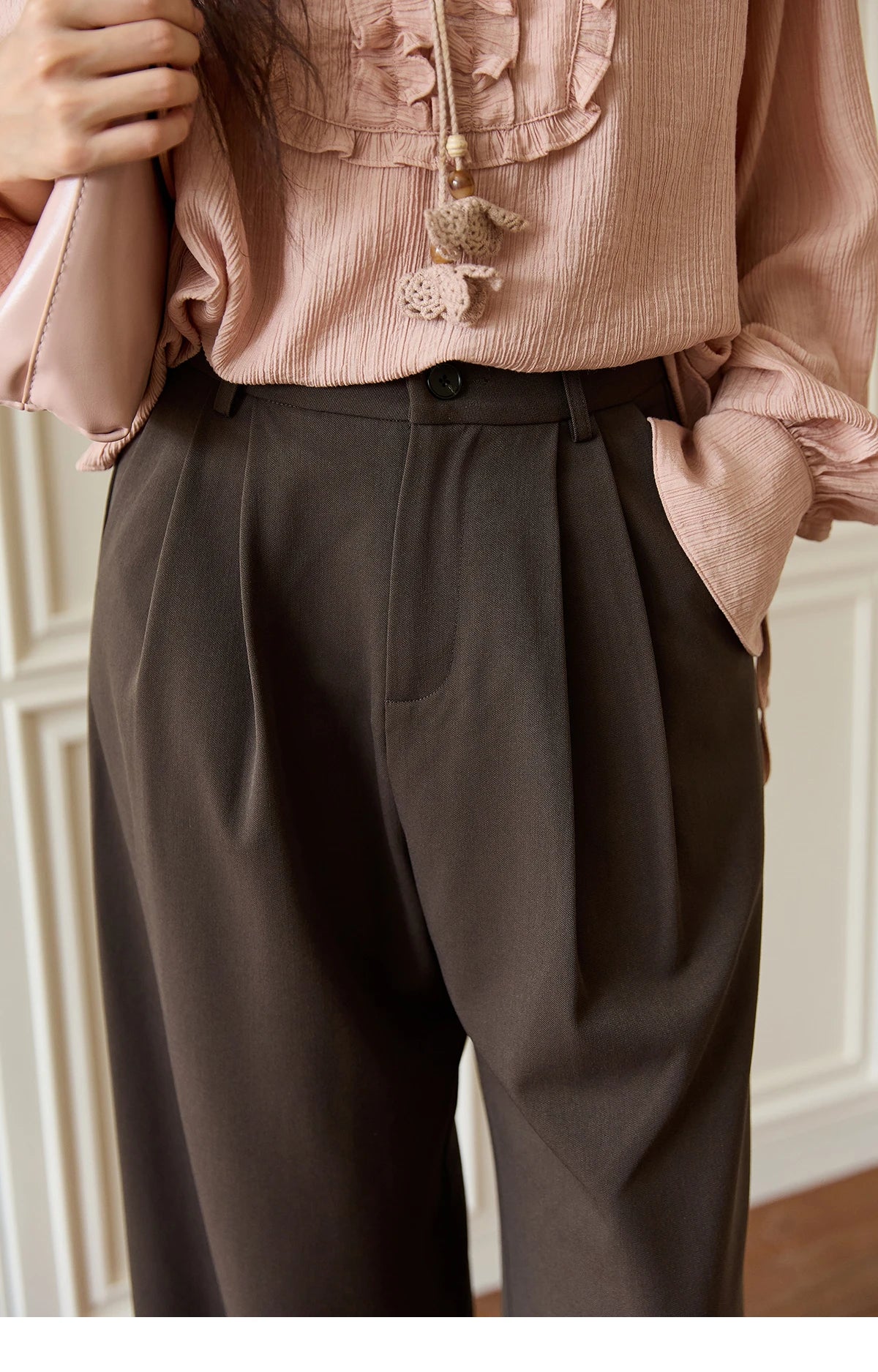 MISHOW Solid Wide-Leg Pants High-Waisted Loose Pockets MXE46K1090