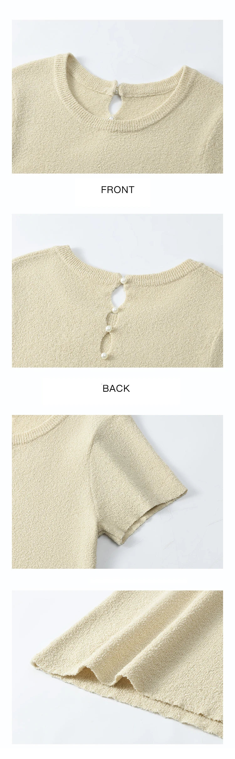 Mishow Back Hollow Pearl Button Knit Tee MXE13Z1072