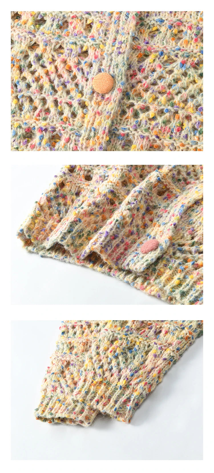 Mishow Rainbow Button Hollow Knit Cardigan MXE13Z1110