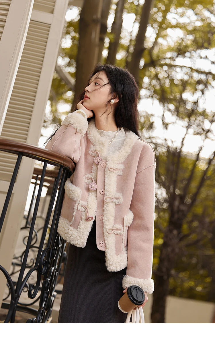 MISHOW Double Face Fur Coat Suede Splicing Fleece Warm MXD55W0646