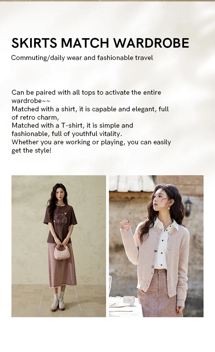 MISHOW High Waist Slim Denim Skirt Straight Pockets MXD44B0506