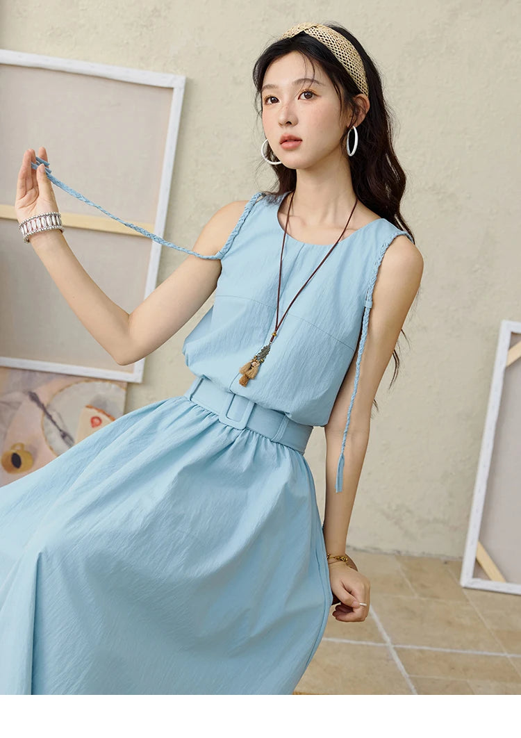 Mishow Hand Woven Fried Dough Twists Waist Belt Dress MXE34L2223
