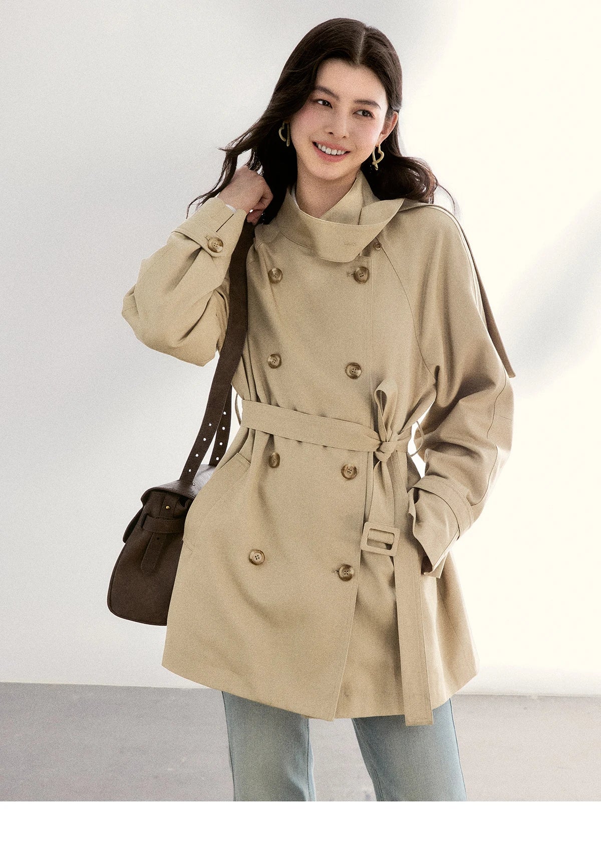 Mishow Double-Breasted Belted Mid-Length Trench MXF11W1031