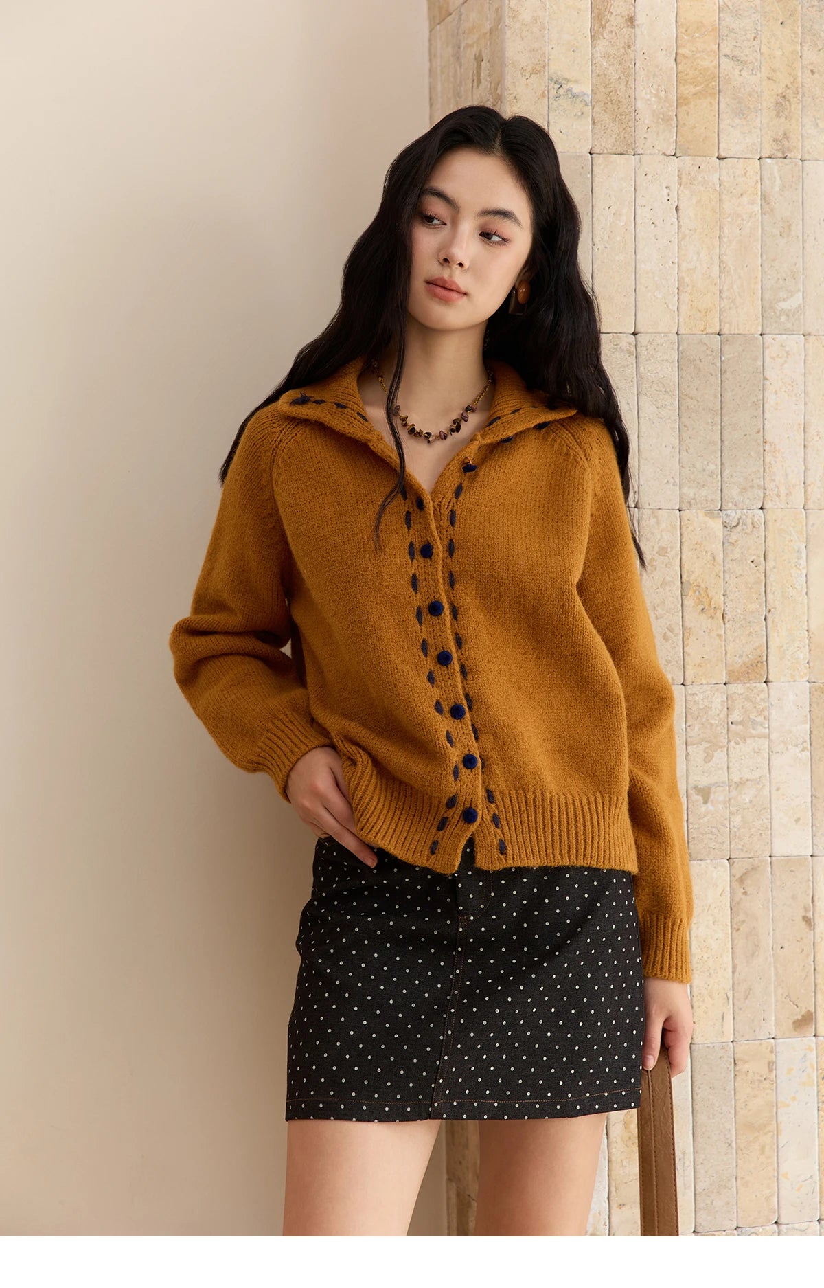 Mishow Retro Turtleneck Single-Breasted Cardigan MXE48Z2617