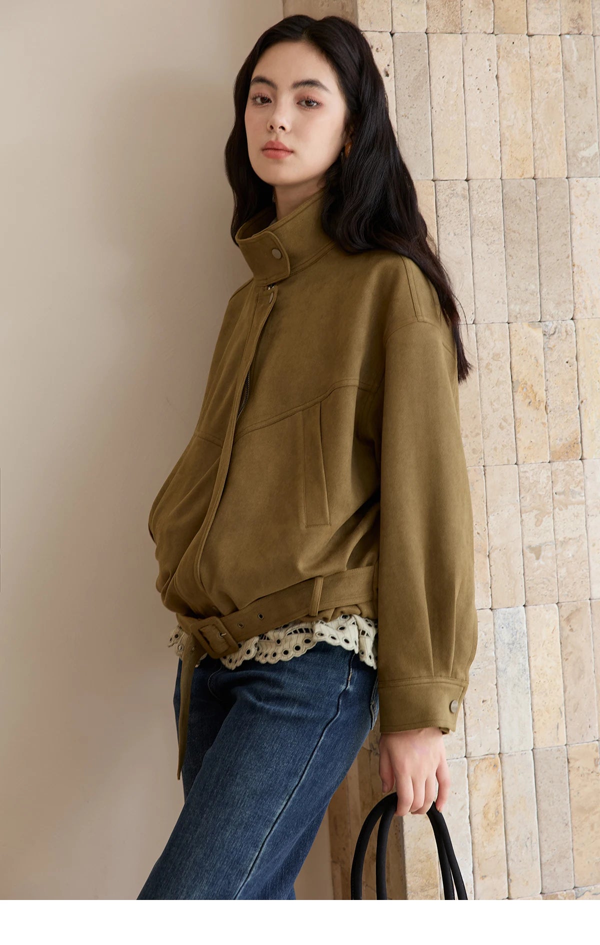 MISHOW Retro Stand Collar Jacket Slim Design Zipper MXE49W0853